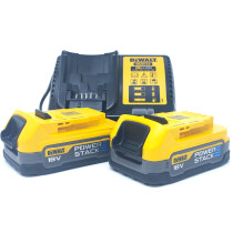 Dewalt DCB1102E2-GB 18V Powerstack Compact Battery Twinpack with Charger