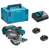 Makita DCS552RTJ 18V Metal Saw 136mm LXT with 2x 5.0Ah Batteries, DC18RC Charger & Makpac Type 3 Case