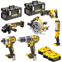 DeWalt DCK623P3-GB 18V XR Brushless Compact 6 Piece Kit with 3 x 5.0Ah Batteries and 2 x ToughSystem Cases