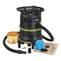 Sealey DFS35M Vacuum Cleaner Industrial Dust-Free Wet & Dry 35ltr 1000W/230V Plastic Drum Class M Filtration Self-Clean Filter & Auto Start