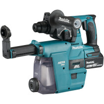 Makita DHR242RTJW 18V Brushless SDS+ 3-Function Hammer with 2x 5.0Ah Batteries and DX06 Extraction System in Makpac Case