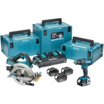 Makita DLX2140PTJ 18V LXT 2 Piece Combi Kit with 2x 5.0AH Batteries and Charger in Makpac Case