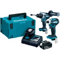 Makita DLX2455TJ 18v LXT Twinkit, Combi Drill + Impact Driver with 2x 5.0Ah Batteries and Charger in Makpac Case