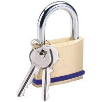 Draper 64163 8302/60 60mm Solid Brass Padlock with 2 Keys and Bumper