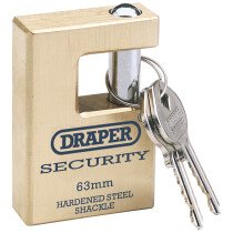 Draper 64202 8313/76 Expert 76mm Quality Close Shackle Solid Brass Padlock and 2 Keys
