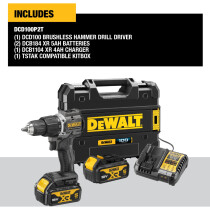 DeWalt DCD100P2T-GB 100th Anniversary 18v Combi Drill with 2x 5.0Ah Batteries and Charger in T Stak Case