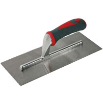 Faithfull FAISGTNOT3 Notched Trowel V 3mm Soft Grip Handle 11 x 4.1/2in
