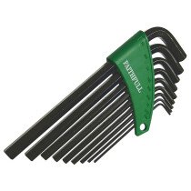 Faithfull FAIHKS9AFL Hexagon Key Set 9 Pce Long Arm Imperial 5/64" 3/32" 1/8" 5/32" 3/16" 7/32" 1/4" 5/16" 3/8" Hex