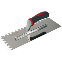 Faithfull FAISGTNOT10S Notched Trowel Serrated 10mm Stainless Steel Soft Grip Handle 13 x 4.1/2in