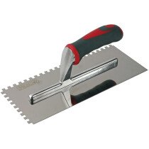 Faithfull FAISGTNOT6SS Notched Trowel Serrated 6mm Stainless Steel Soft Grip Handle 11 x 4.1/2in