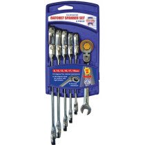 Faithfull FAISPARAT6S Ratchet Metric Combination Spanner Flexi Head Set of 6