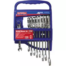 Faithfull FAISPARAT9S Ratchet Metric Combination Spanner Flexi Head Set of 9