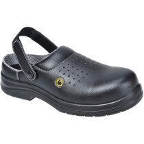 Portwest FC03 Compositelite ESD Perforated Safety Clog Shoe SB AE - Black-UK6