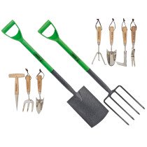 Draper Garden Tool Kit - Easy Find Carbon Steel Garden Fork and Spade, Plus Heritage 7-Piece Hand Tool Set