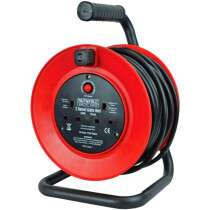 Faithfull FPPCR25M Open Drum Cable Reel 240V 13A 2-Socket 25m
