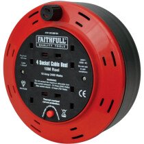 Faithfull FPPCR10M10A 10m 240V 4-Socket Cable Reel