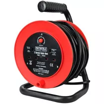 Faithfull FPPCR15 Open Drum Cable Reel 240V 13A 2-Socket 15m