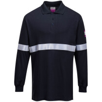 Portwest FR03 FR Flame Resistant AntiStatic Long Sleeve Polo Shirt with Reflective Tape