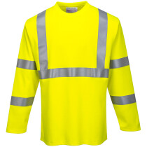 Portwest FR96 Hi-Vis Flame Resistant Long Sleeve T-Shirt - High Visibility - Yellow