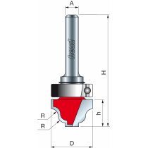 Freud 39-52225 19.0 x 9.5mm x 3.2 ø Top Bearing Fillet Ogee Bit 1/4 Shank