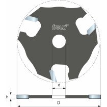Freud 56-10831 50.8 ø x 7.9 x 3.2mm 3 wing Slotting Cutter