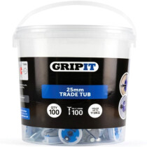 Gripit GP25100 Blue Plasterboard Fixings 25mm (Tub of 100) GRP25100