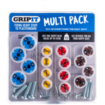 Gripit GPMULTIPK Plasterboard Fixings Multi Pack 16 Piece Clam Pack GRPMULTIPK