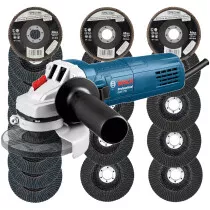 Bosch GWS750 115mm (4½") Angle Grinder PLUS 20 x Spectre (VSM) 40G/60G/120G Flap Discs Bundle