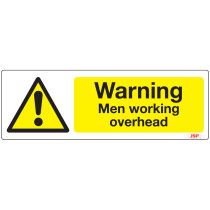 JSP Rigid Plastic "Danger Men Working Overhead" Rigid Plastic Safety Sign 600x200mm