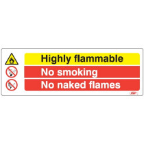 JSP HBJ231-000-000 Rigid Plastic "Highly Flammable" Safety Sign 600x200mm