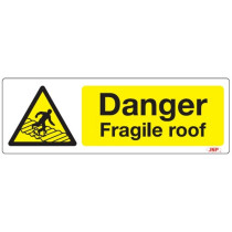 JSP HBJ261-000-000 Rigid Plastic "Danger Fragile Roof" Safety Sign 600x200mm