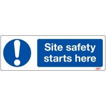 JSP HBJ201-000-000 Rigid Plastic "Site Safety Starts Here" Safety Sign 600x200mm
