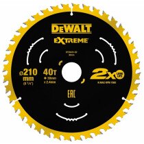 DeWalt DT20433-QZ Extreme 210 x 30mm 40T TCT Saw Blade For use on the DWE7485 DeWalt Compact Saw