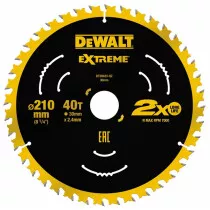 DeWalt DT20433-QZ Extreme 210 x 30mm 40T TCT Saw Blade For use on the DWE7485 DeWalt Compact Saw