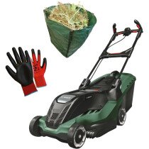 Bosch Advanced Rotak 750 + Glove + Garden Sack 1700W 45cm Lawn Mower