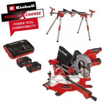 Einhell TE-SM 36/210 Power X-Change 36v (2x18v) 210mm Sliding Mitre Saw with Stand 2x 2.5Ah Batteries and Charger