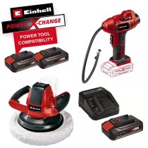 Einhell 2071010  Cordless Air Compressor + Car Polisher with 2x 2.5Ah Batteries and Charger