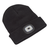 Sealey LED185 Beanie Hat 4 SMD LED USB Rechargeable