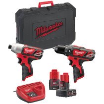 Milwaukee M12BPP2B-421C 12V Twinkit with 1x 4.0Ah and 1x 2.0Ah Battery in Carry Case