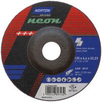Norton 66252844903 Neon Grinding Disc 125 x 6.4 x 22.23mm T27 A30P Inox