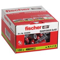 Fischer 555008 Duopower Nylon High Performance Plug 8 x 40mm Box x 100