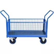 Handle-It HI-FBT-1260-PP-4MS400 Premium Plus 1200mm x 600mm Platform Truck With Mesh Sides