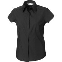 Russell 925F Ladies' Cap Sleeve Poly-Cotton Easy Care Fitted Poplin Shirt - Black - SIZE 14 (36"-38" Bust) - Clearance Item!