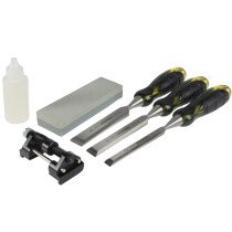 Roughneck 30-165 Professional Bevel Edge Chisel 3 Piece Set and Sharpening Kit ROU30165