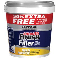Ronseal 36546 Smooth Finish Multi Purpose Interior Wall Filler Ready Mixed 1.2kg +50% RSLMPRMF12VP