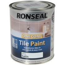 Ronseal 35044 One Coat Tile Paint White Satin 750ml RSLTPWS750