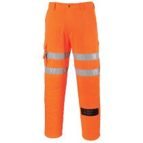 Portwest RT46 Hi-Vis Rail Combat Trousers High Visibility - Orange - Regular and Tall Leg Length