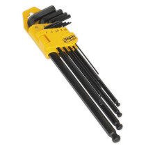 Sealey S01094 Ball-End Hex Key Set 9pc Extra-Long Metric