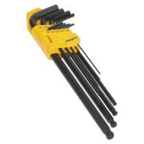 Sealey S01099 Ball-End Hex Key Set 9pc Extra-Long Imperial