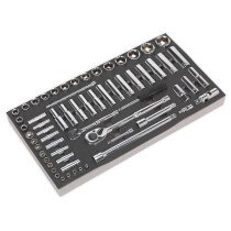 Sealey S01122 Tool Tray with Socket Set 62pc 1/4" & 1/2"Sq Drive Metric